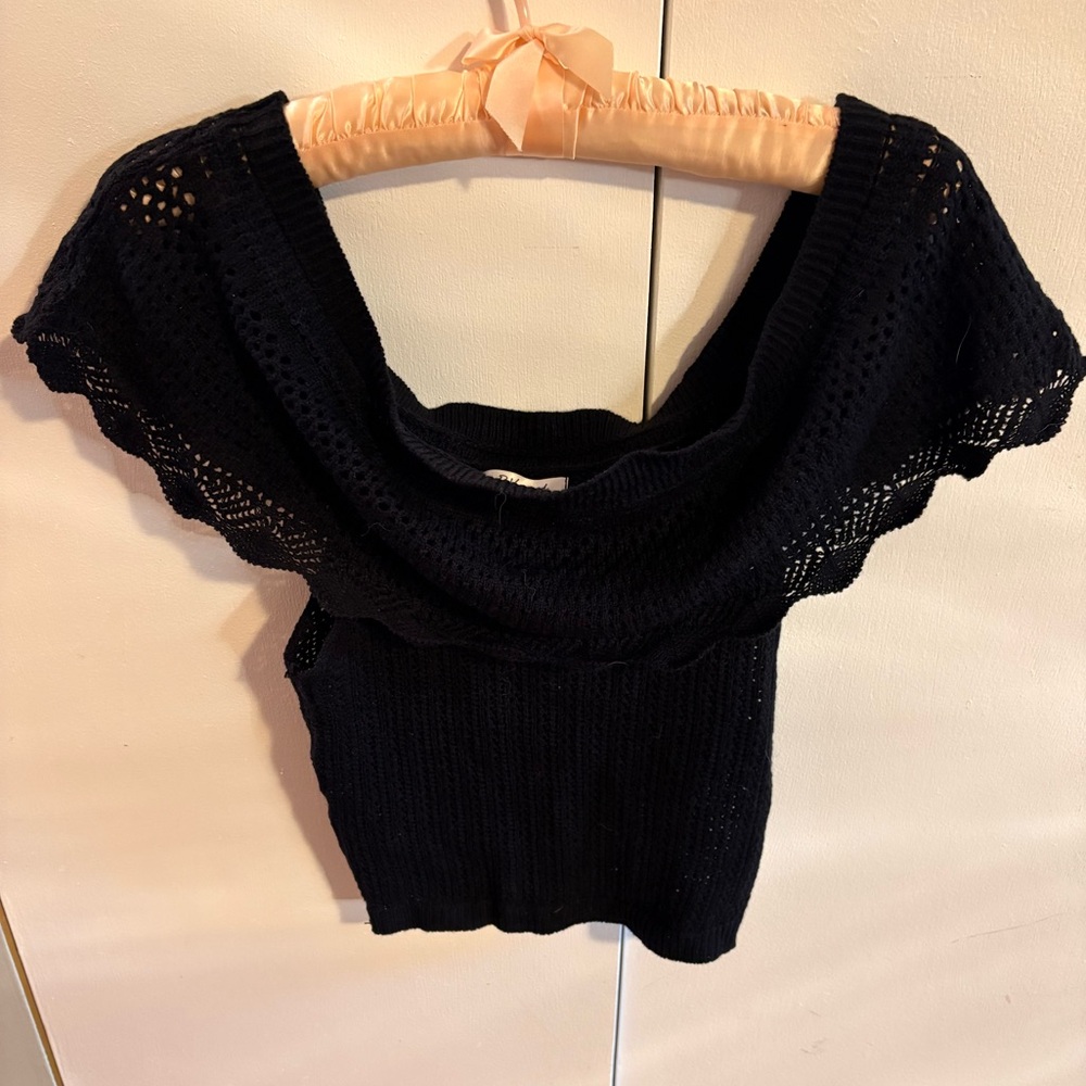 Revamped Black Off-the-Shoulder Sweater